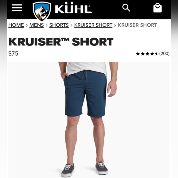 KUHL Slate Pirate Blue Kruiser Casual Hiking Nylon Shorts w/ Pockets Men's L - Picture 1 of 9